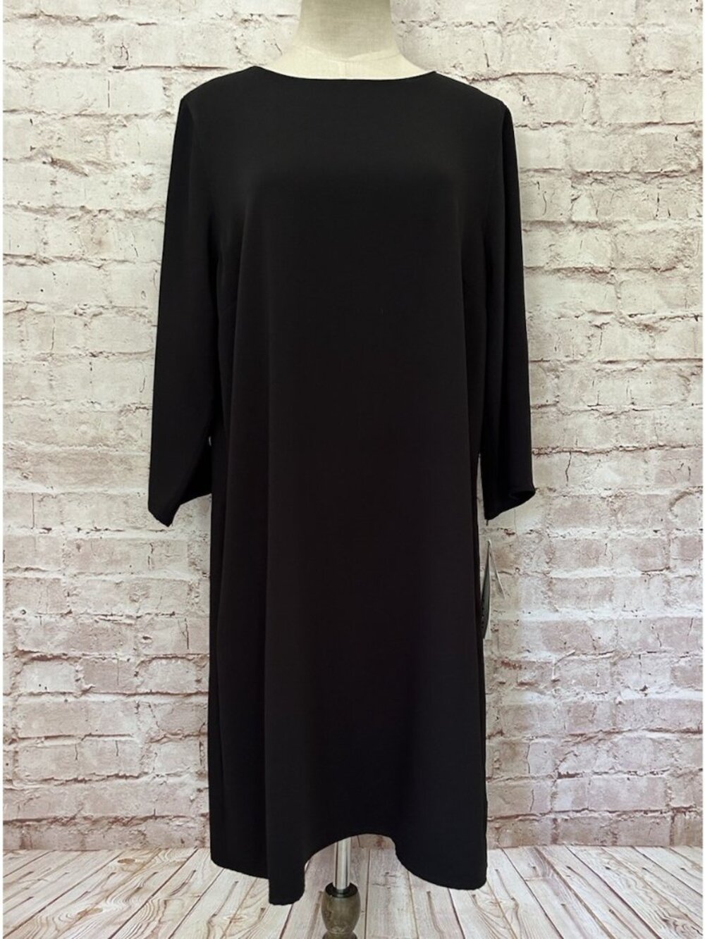 CAROLINE ROSE Womens Black 3/4 Sleeve Shift Dress Size XS $298 NEW